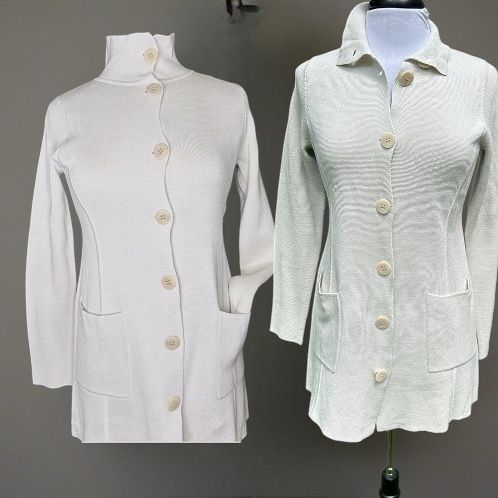 EILEEN FISHER heavy 80% silk 20% cotton tailored  luxury sweater- pockets PP/PTP